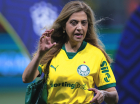 leila pereira presidente do Palmeiras durante partida contra o Fortaleza